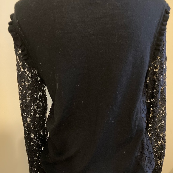 Tory Burch Black Lace and Knit Sweater Top Size Medium - Picture 5 of 11